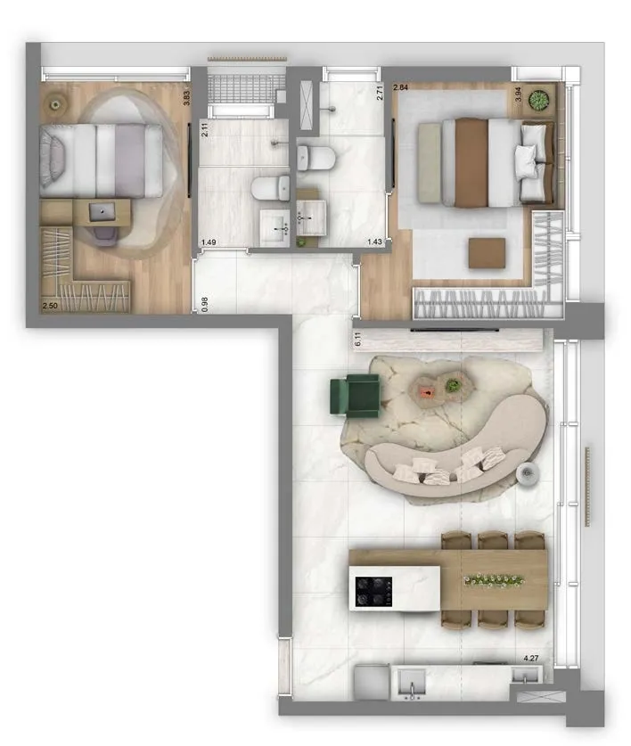 Planta da unidade Apartamento - 0024  - Art'Stone Residences