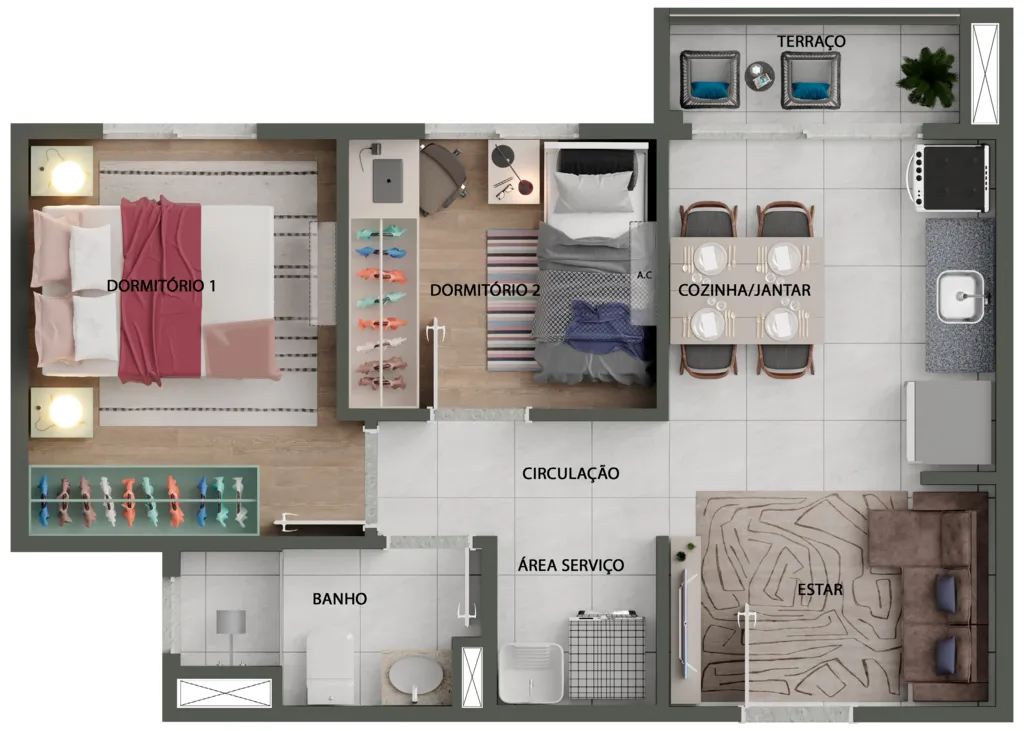 Planta da unidade Apartamento - T01AP1010  - Bliss Concept