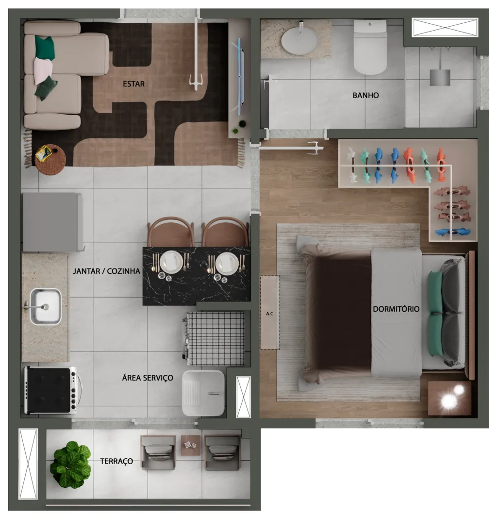 Planta da unidade Apartamento - T01AP912  - Bliss Concept