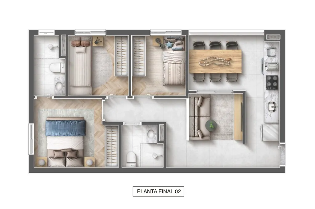 Planta da unidade Apartamento - U023  - Blue Park - Residencial