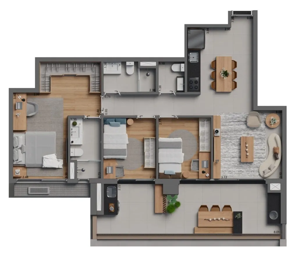 Planta da unidade Apartamento - U2101  - Botaní - Residencial