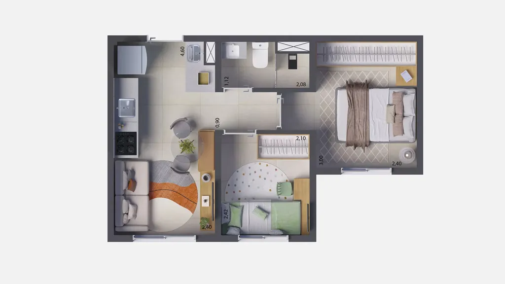 Planta da unidade Apartamento - 408A  - Connect Estação João Dias