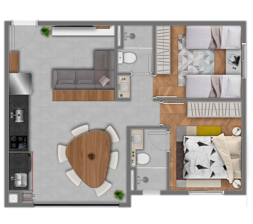 Planta da unidade Apartamento - EV807  - Essência da Vila - Residencial