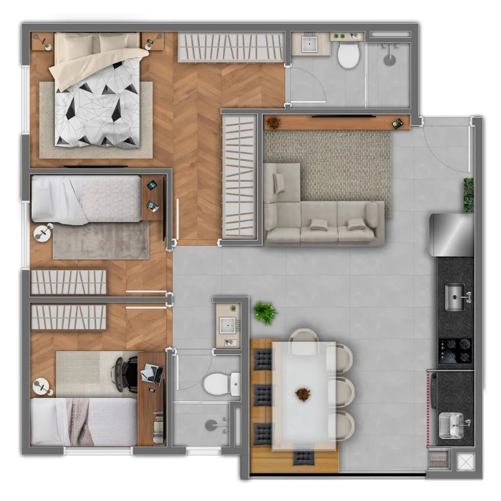 Planta da unidade Apartamento - EV2401  - Essência da Vila - Residencial