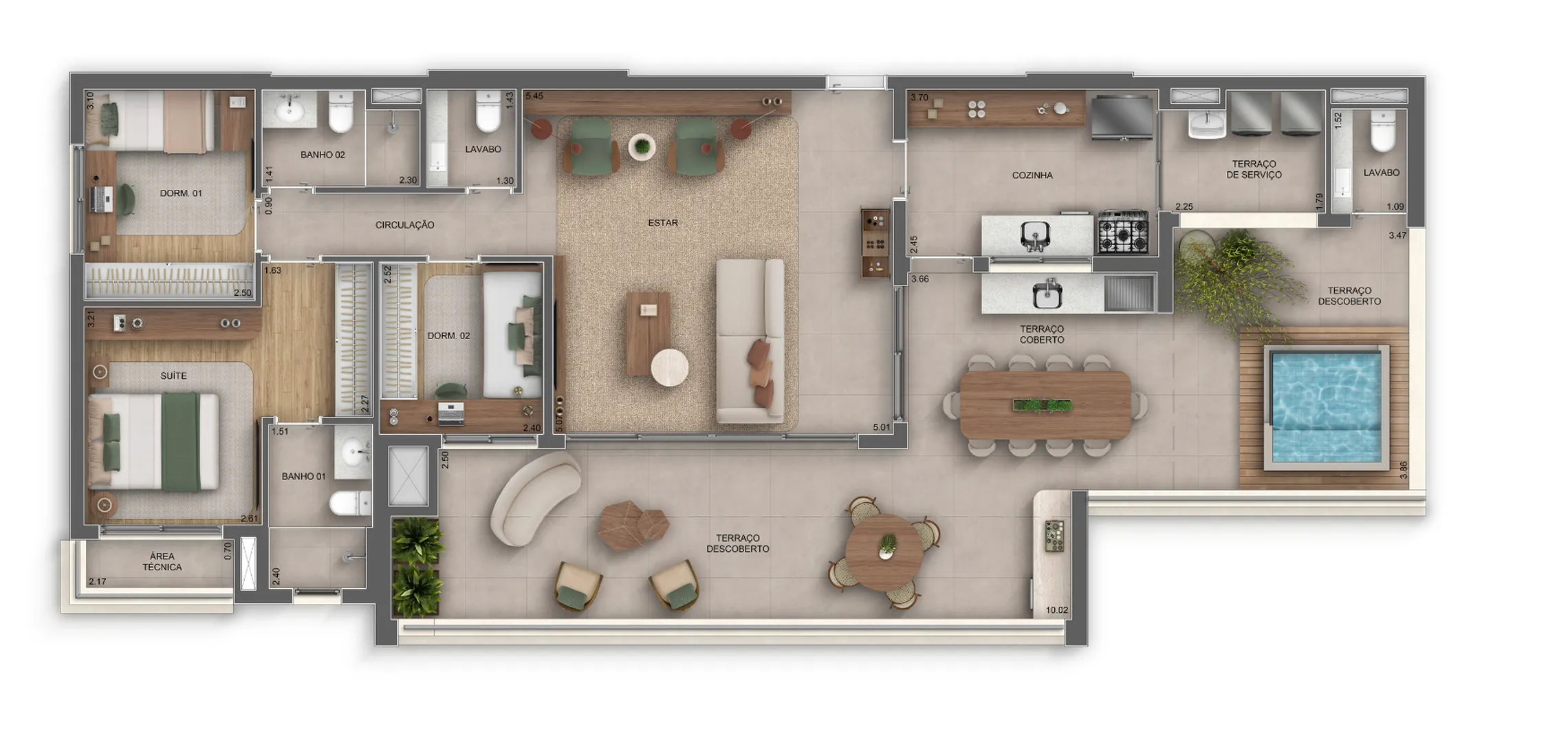 Planta da unidade Cobertura - Landmark Santa Cruz by Diálogo Residences