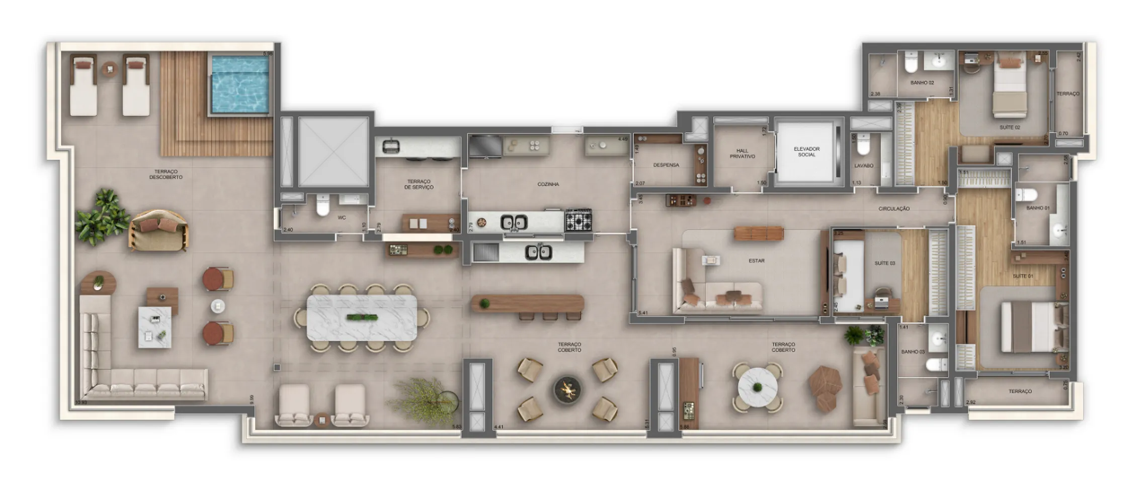 Planta da unidade Cobertura - Landmark Santa Cruz by Diálogo Residences