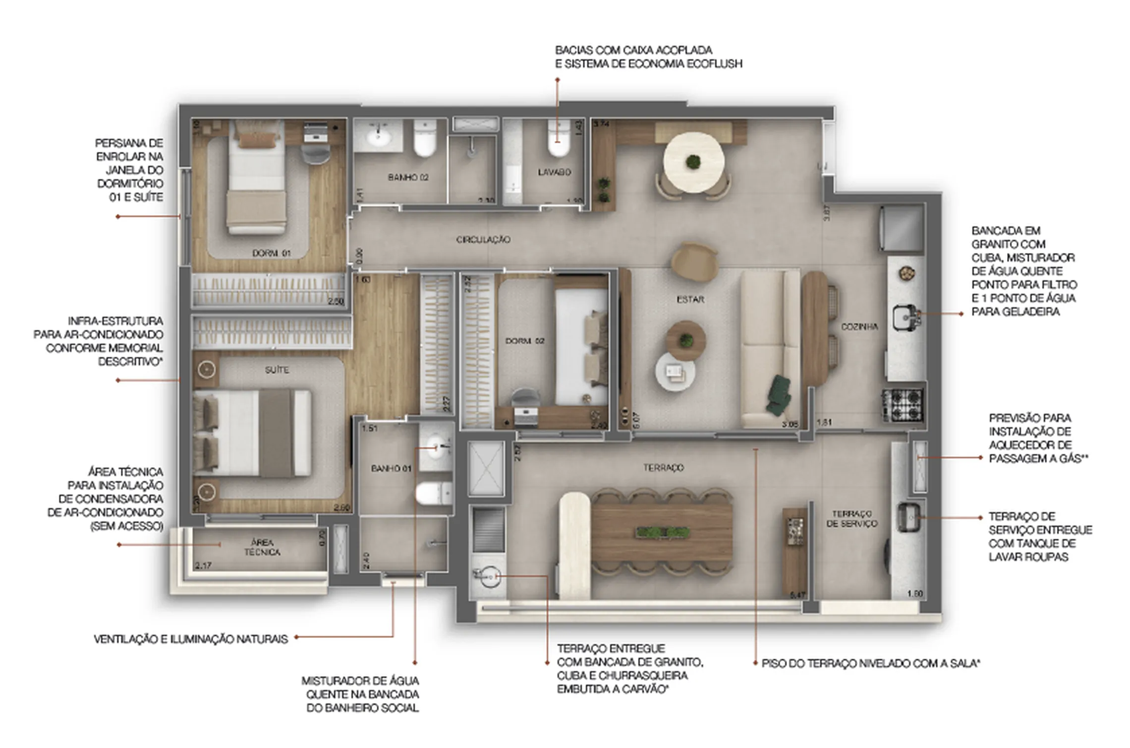 Planta da unidade Apartamento - Landmark Santa Cruz by Diálogo Residences