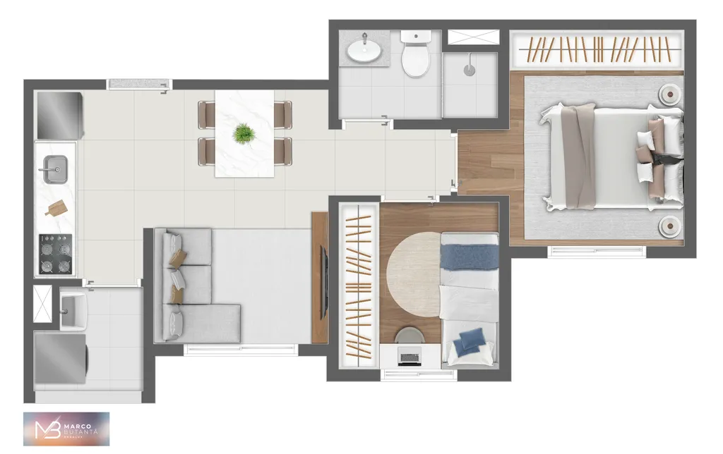 Planta da unidade Apartamento - B0009  - Marco Butantã