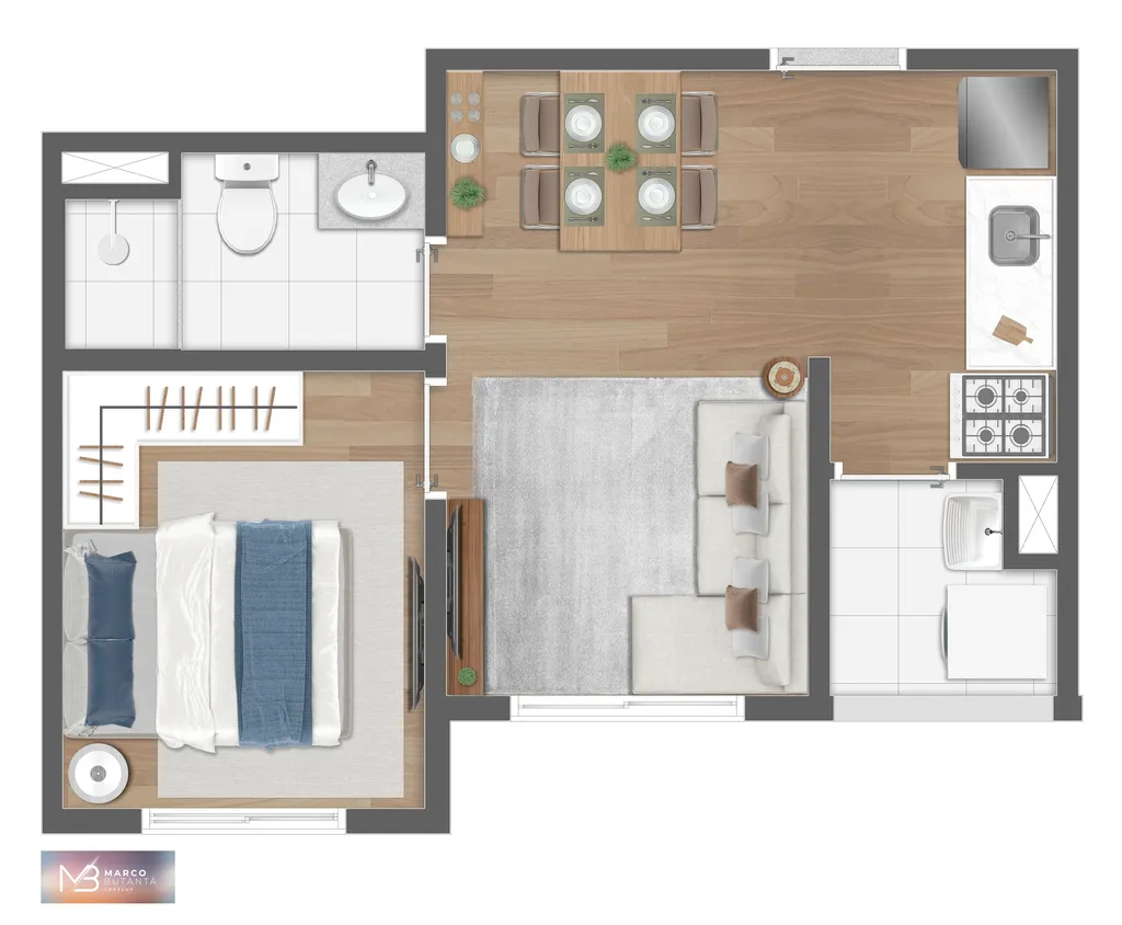 Planta da unidade Apartamento - B0508  - Marco Butantã