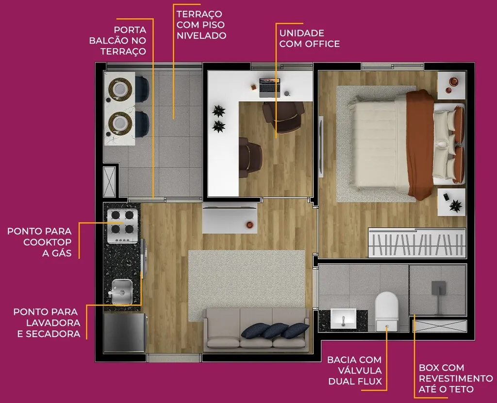 Planta da unidade Apartamento - 21S14NR  - Metrocasa Jaraguá - NR