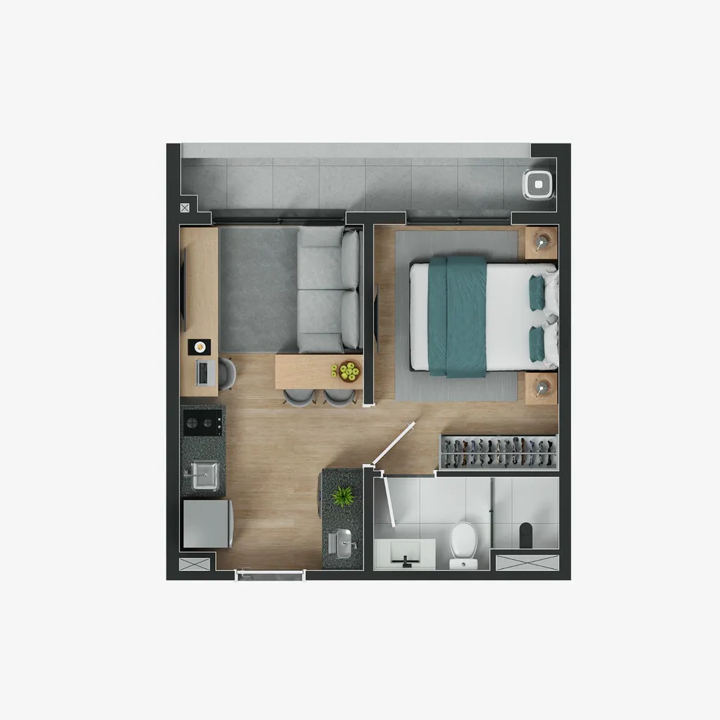 Planta da unidade Apartamento -   - myID Vista Guilhermina Esperança