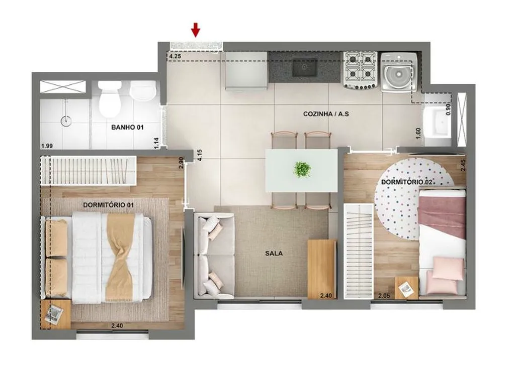 Planta da unidade Apartamento - 1419 Torre A - Parque das Nações Condomínio Laguna