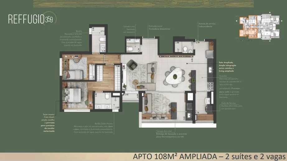 Planta da unidade Apartamento - RESIDENCIAL0073  - Reffugio 359 - Residencial