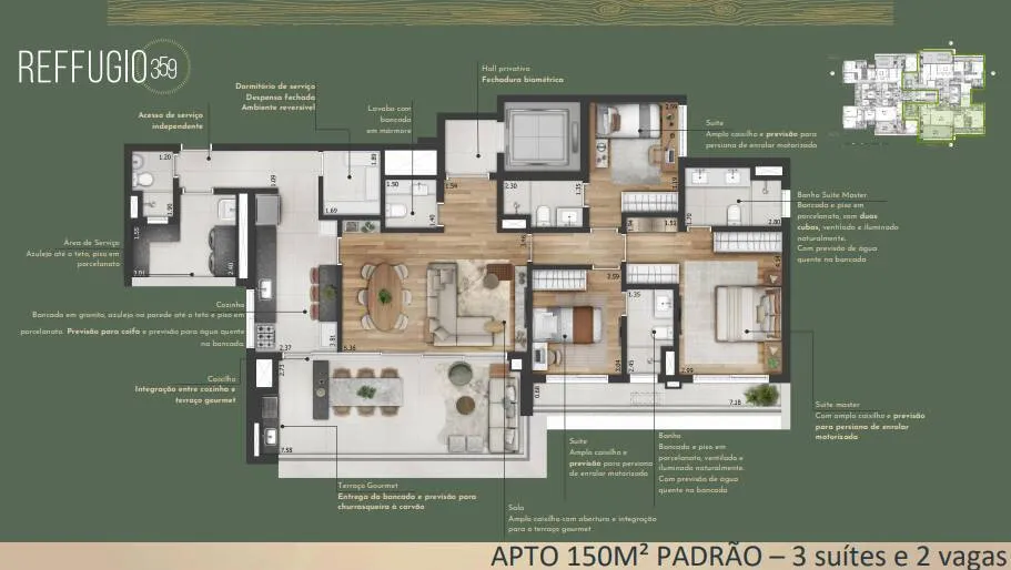 Planta da unidade Apartamento - RESIDENCIAL0092  - Reffugio 359 - Residencial