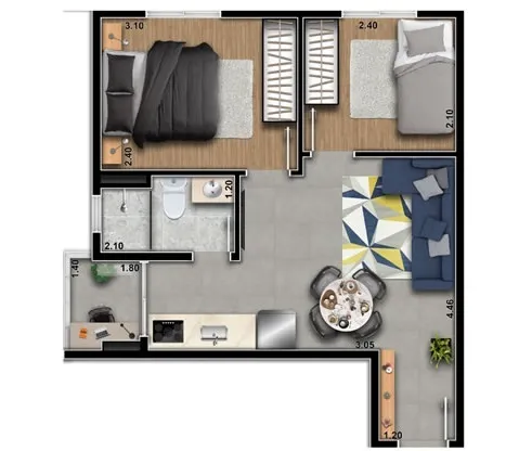 Planta da unidade Apartamento - SP1507  - Station Park Vila Ema - Residencial