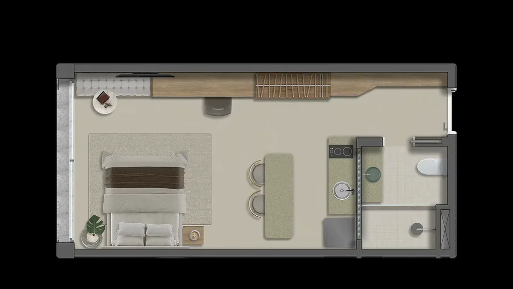 Planta da unidade Studio - 302  - Tebas