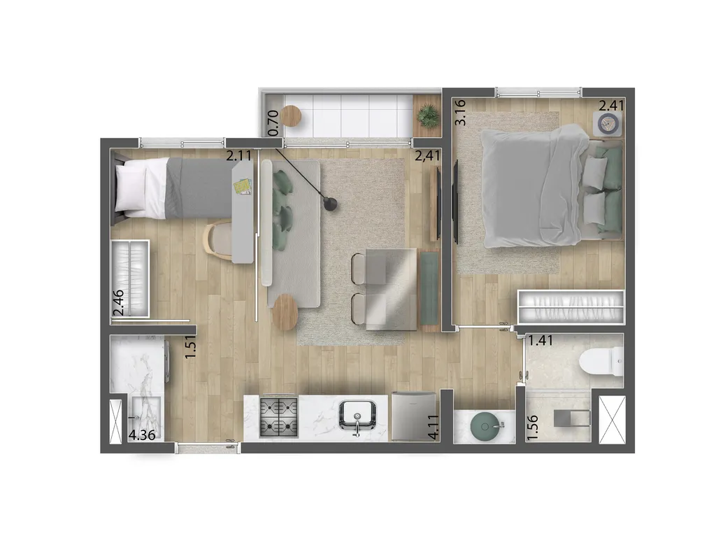 Planta da unidade Apartamento - 211  - Viewline Lapa