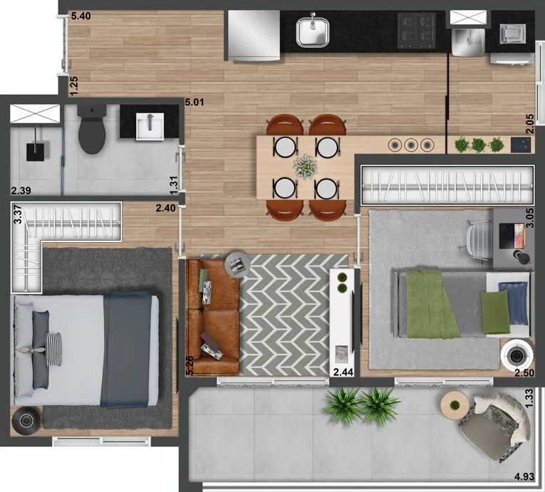 Planta da unidade Apartamento - NR202  - Villa Perdizes Welconx - NR