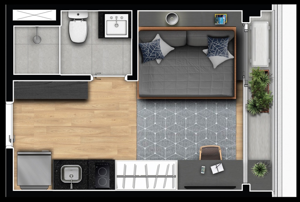 Planta da unidade Studio - U0508  - Vitacon Lorena - Residencial